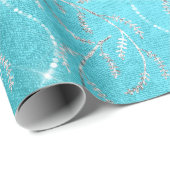 Sparkly Ocean Laurel Floral Silver Diamonds Cadeaupapier (Rol Hoek)