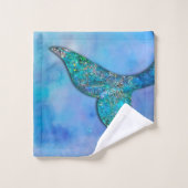 Sparkly Ocean Mermaid Fin Tail Enchanted Bad Handdoek (Wasdoekje)