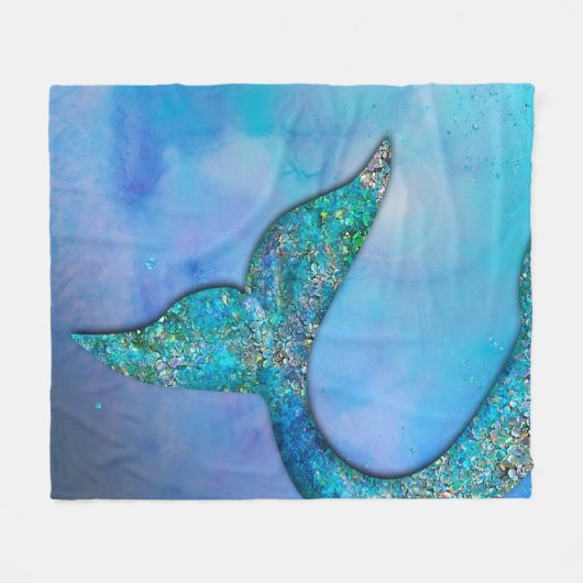 Sparkly Ocean Mermaid Fin Tail Enchanted Bedding Fleece Deken (Voorkant (Horizontaal))