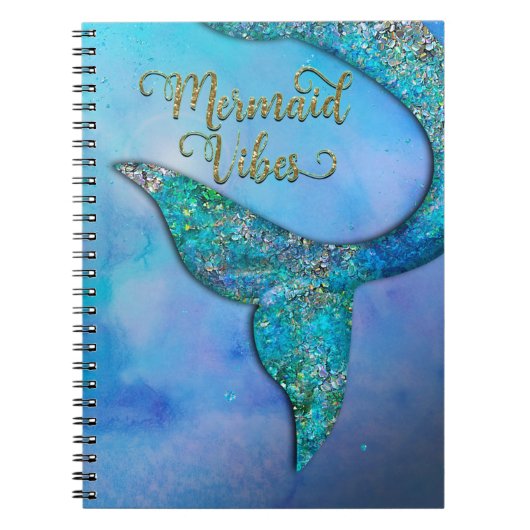 Sparkly Ocean Mermaid Fin Tail Enchanted Notitieboek (Voorkant)