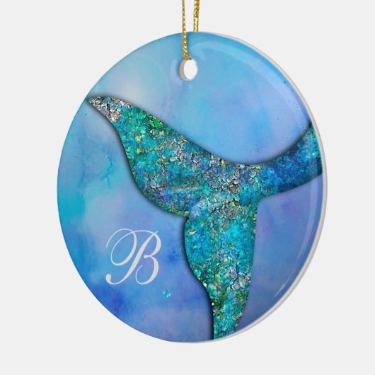 Sparkly Ocean Mermaid Fin Tail gepersonaliseerd Keramisch Ornament (Links)