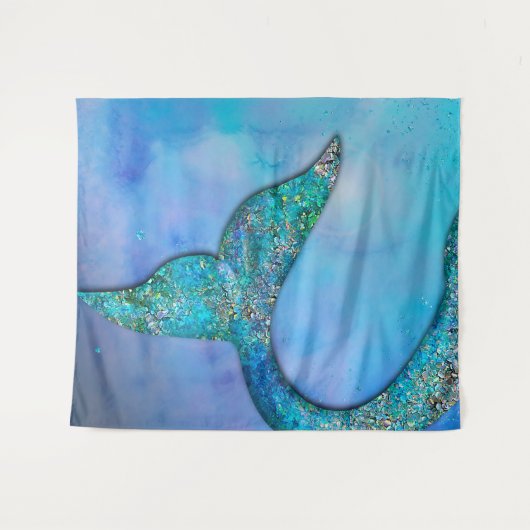Sparkly Ocean Mermaid Fin Tail Magical Enchanted Wandkleed (Voorkant (horizontaal))