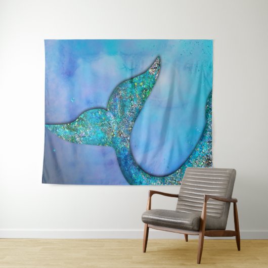 Sparkly Ocean Mermaid Fin Tail Magical Enchanted Wandkleed (In Situ (horizontaal))