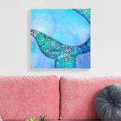 Sparkly Ocean Zeemeermin Fin Tail Betoverde Slaapk Canvas Afdruk (Insitu (Woonkamer))