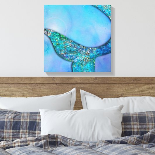 Sparkly Ocean Zeemeermin Fin Tail Betoverde Slaapk Canvas Afdruk (Insitu (Slaapkamer))
