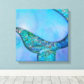 Sparkly Ocean Zeemeermin Fin Tail Betoverde Slaapk Canvas Afdruk (Insitu (Houten vloer))
