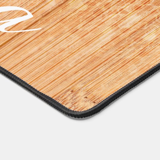 Sparkly oranje bamboe houtdruk aangepaste naam bureaumat (Hoek)