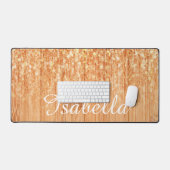 Sparkly oranje bamboe houtdruk aangepaste naam bureaumat (Keyboard & Muis)