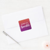 Sparkly Oranje en Paars Glitter Born to Sparkle Vierkante Sticker (Envelop)