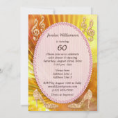 Sparkly Oranje muzieknotitie & Stiletto 60ste verj Kaart (Achterkant)