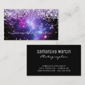 Sparkly Paars Glitter Galaxy Celestial Visitekaartje (Voorkant / Achterkant)