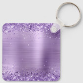 Sparkly Paars Glitter Girly Folie Monogramed Sleutelhanger (Achterkant)