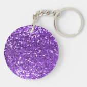 Sparkly Paars Glitter Silver Foil Monogram Sleutelhanger (Achterkant)