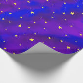 Sparkly Paars Night Sky en Golden Yellow Stars Cadeaupapier (Hoek)