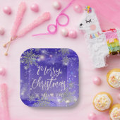 Sparkly Paars Winter Wonderland Merry Kerstry Papieren Bordje (Feest)