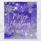 Sparkly Paars Winter Wonderland Merry Kerstry Wijn Etiket (Enkel label)