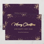 Sparkly Paarse en gouden sneeuwvlok Feestdagenkaart (Voorkant / Achterkant)