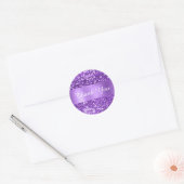 Sparkly Paarse Glitter Shimmer Folie Ronde Sticker (Envelop)