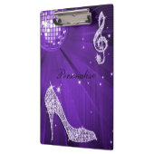 Sparkly Paarse/Lila muzieknotitie & Stiletto-hiel Klembord (Links)