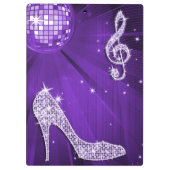 Sparkly Paarse/Lila muzieknotitie & Stiletto-hiel Klembord (Achterkant)