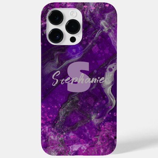Sparkly Paarse Marmeren Vloeistof Abstracte Kunst Case-Mate iPhone Case (Achterkant)