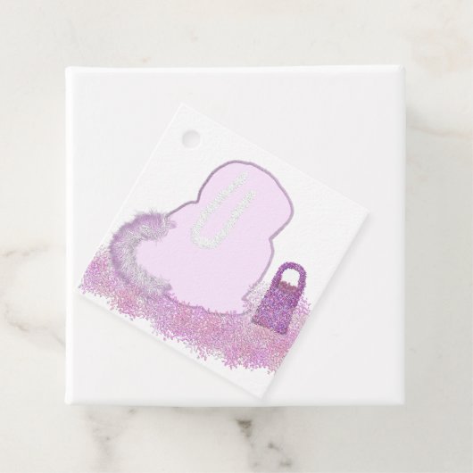 Sparkly Paashaas mand met bloemen Bedankjes Labels (In situ)