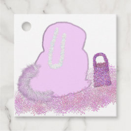 Sparkly Paashaas mand met bloemen Bedankjes Labels