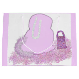 Sparkly Paashaas mand met bloemen Groot Cadeauzakje