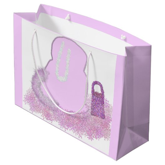 Sparkly Paashaas mand met bloemen Groot Cadeauzakje (Achterkant Gekanteld)