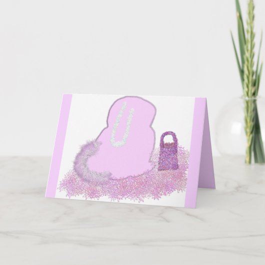 Sparkly Paashaas mand met bloemen kaart (Voorkant)