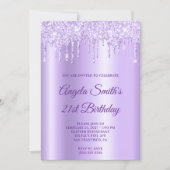 Sparkly Pale Purple Glitter Drips Lavender Ombre Kaart (Voorkant)