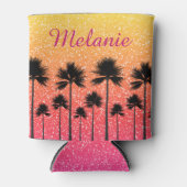 Sparkly Palm Treders Gradient Sunset Personalized Blikjeskoeler (Voorkant)