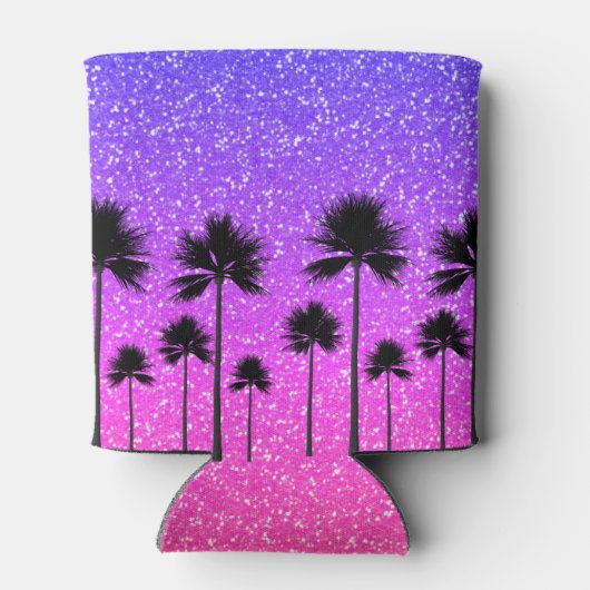 Sparkly Palm Treders Gradient Sunset Personalized Blikjeskoeler (Achterkant)