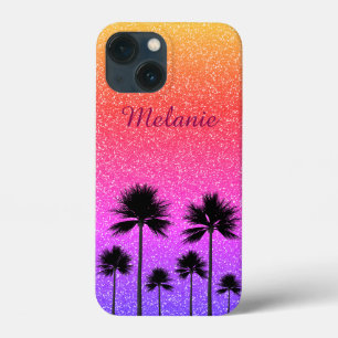 Sparkly Palm Treders Gradient Sunset Personalized Case-Mate iPhone Case