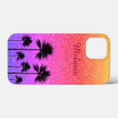 Sparkly Palm Treders Gradient Sunset Personalized Case-Mate iPhone Case (Achterkant (horizontaal))