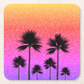 Sparkly Palm Trees Gradient Sunset  Kartonnen Onderzetters (Voorkant)