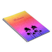 Sparkly Palm Trees Gradient Sunset Personalised Notitieboek (Rechterzijde)