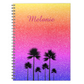 Sparkly Palm Trees Gradient Sunset Personalised Notitieboek (Voorkant)