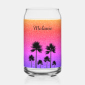 Sparkly Palm Trees Personalised Blikvorm Glas (Voorkant)