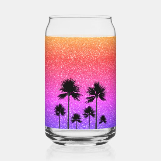 Sparkly Palm Trees Personalised Blikvorm Glas (Achterkant)