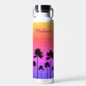Sparkly Palm Trees Personalized Waterfles (Voorkant)