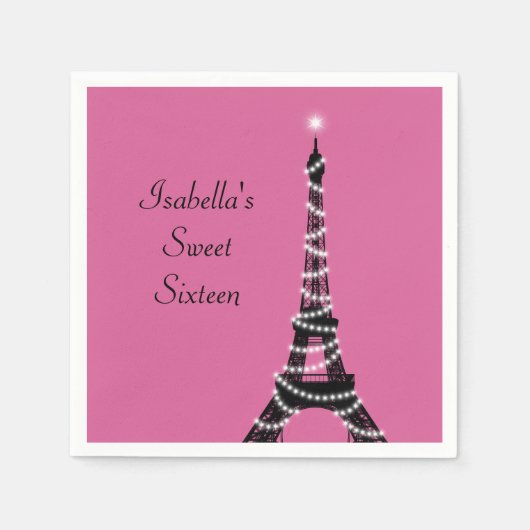 Sparkly Parisian Sweet Sixteen Napkin Servetten (Voorkant)