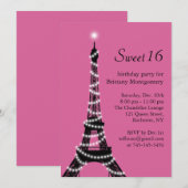 Sparkly Parisian Sweet Sixteen Uitnodiging (Voorkant / Achterkant)