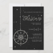 Sparkly Party Strass Glitter Zwart Kerstmis Kaart (Voorkant)