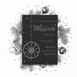 Sparkly Party Strass Glitter Zwart Kerstmis Kaart