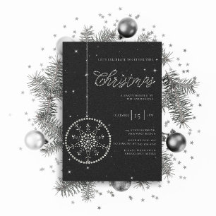Sparkly Party Strass Glitter Zwart Kerstmis Kaart