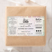 Sparkly Pastel Glitter Sweet Vanilla Soy Candle Etiket (Insitu)