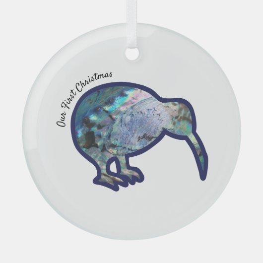Sparkly Pāua Kiwi Bird Kerstornament Glas Ornament (Voorkant)