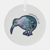 Sparkly Pāua Kiwi Bird Kerstornament Glas Ornament (Achterkant)