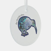 Sparkly Pāua Kiwi Bird Kerstornament Glas Ornament (Voorkant Rechts)